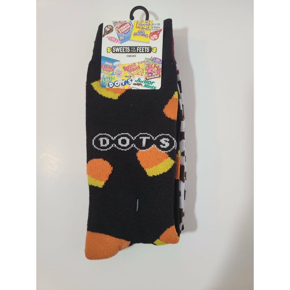 Tootsie Roll Socks & DOTS Sweet for your Feets Crews socks 2 pack Calf NWT